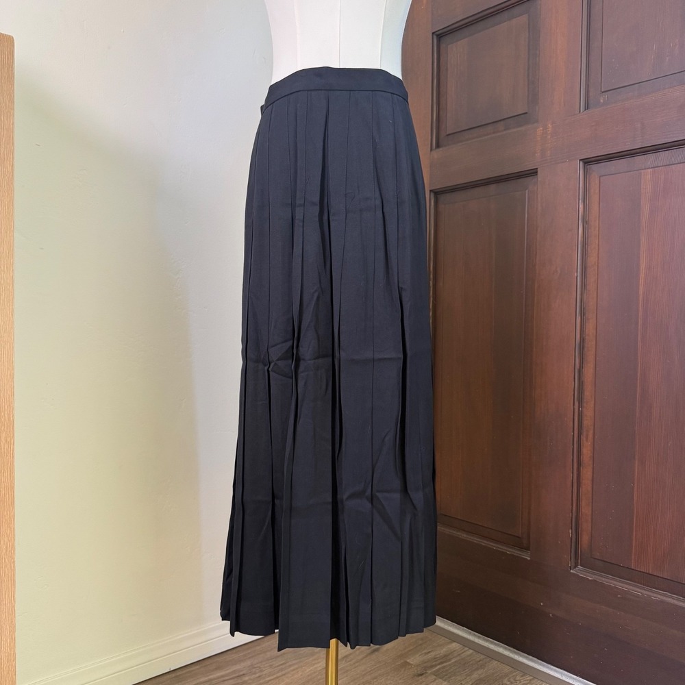 David Brooks Pleated Skirt Maxi Vintage Cottage Made in USA | Black | Size 12